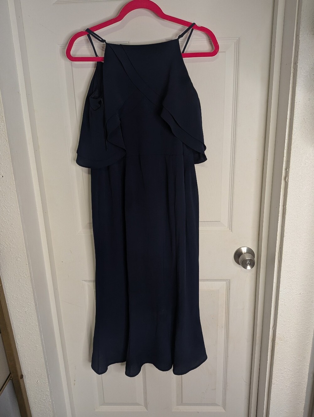 London Times Dark Blue Women's Cocktail Dress Off Shoulder Size 10 / M